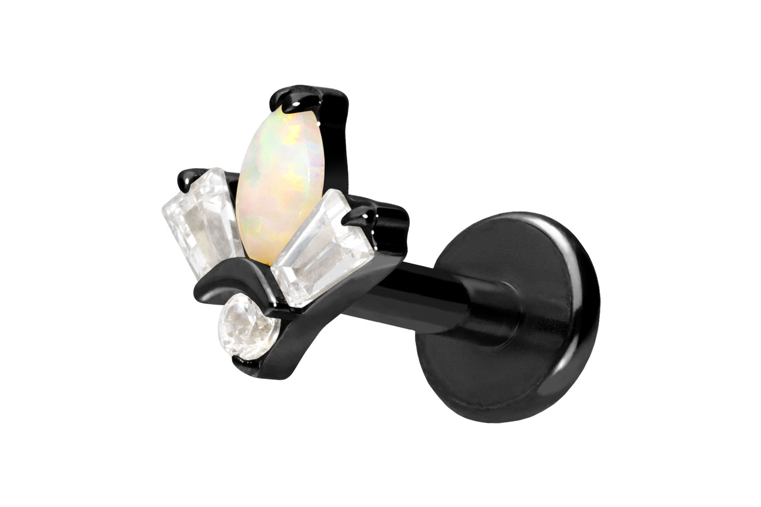 Titan Labret Piercing mit Push Fit LOTUSBLÜTE